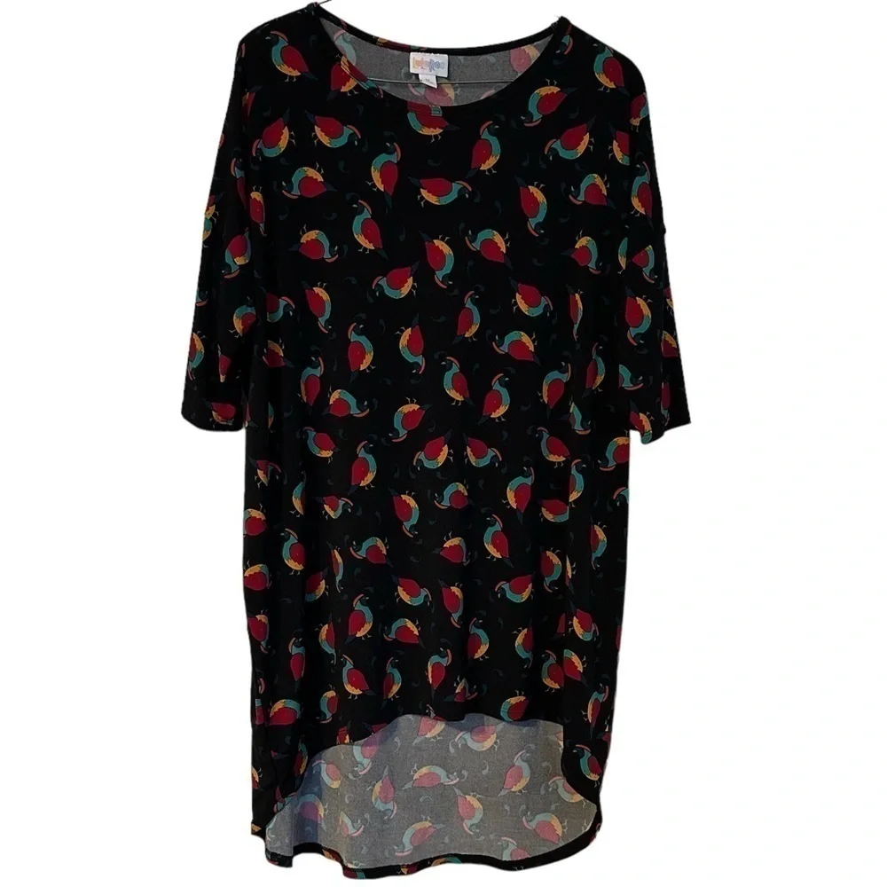 Lularoe Irma Tunic Top Quail Rainbow Bird Size M